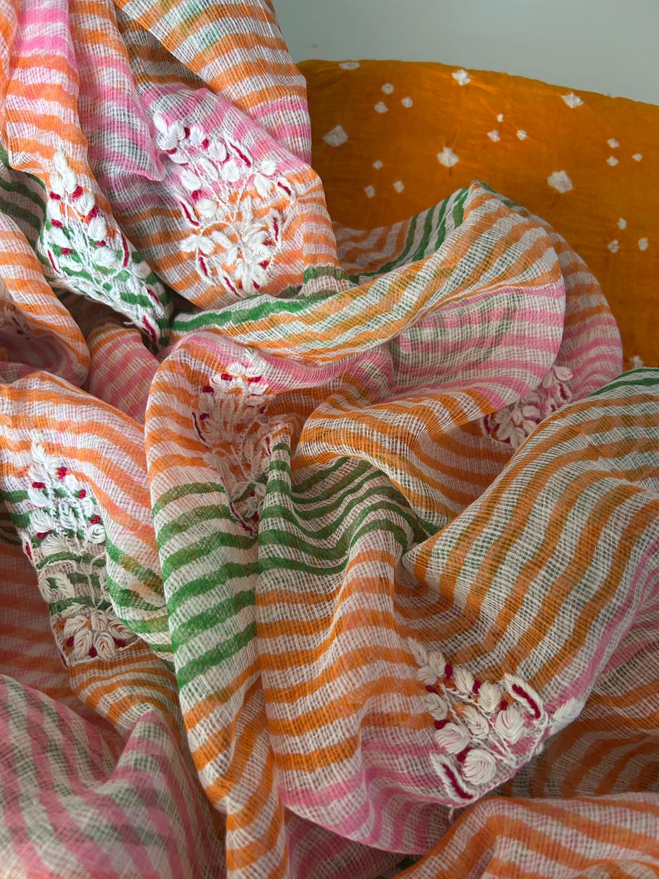 Chikankari Dupatta with Bandhani Kurta