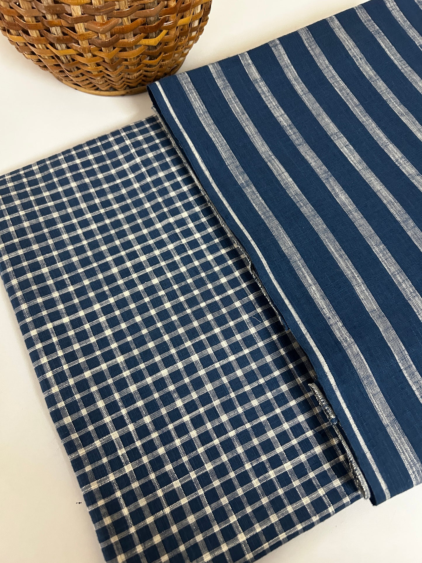 Premium Slub Cotton Checks Kurta with Matching Striped Bottom