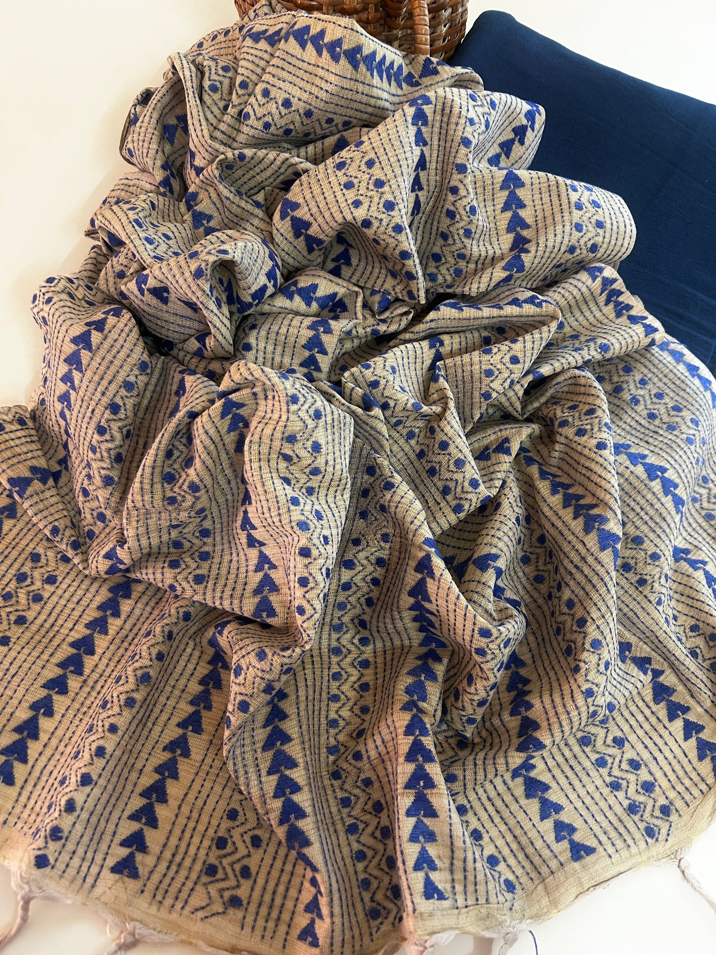 Neelambari Handloom Kala Cotton Suit Set with Khadi Kantha Dupatta
