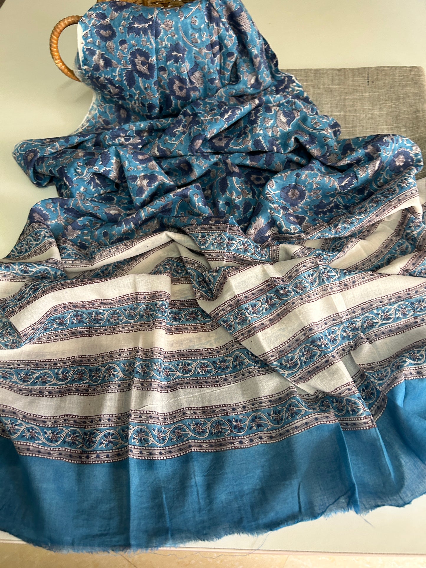 Handloom Cotton Set  with Handblock Dupatta