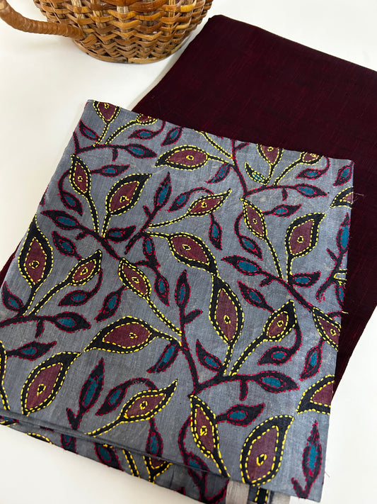 Kantha Dupatta in Pure Tussar | Handloom Kurta Set | TheIndianlooms