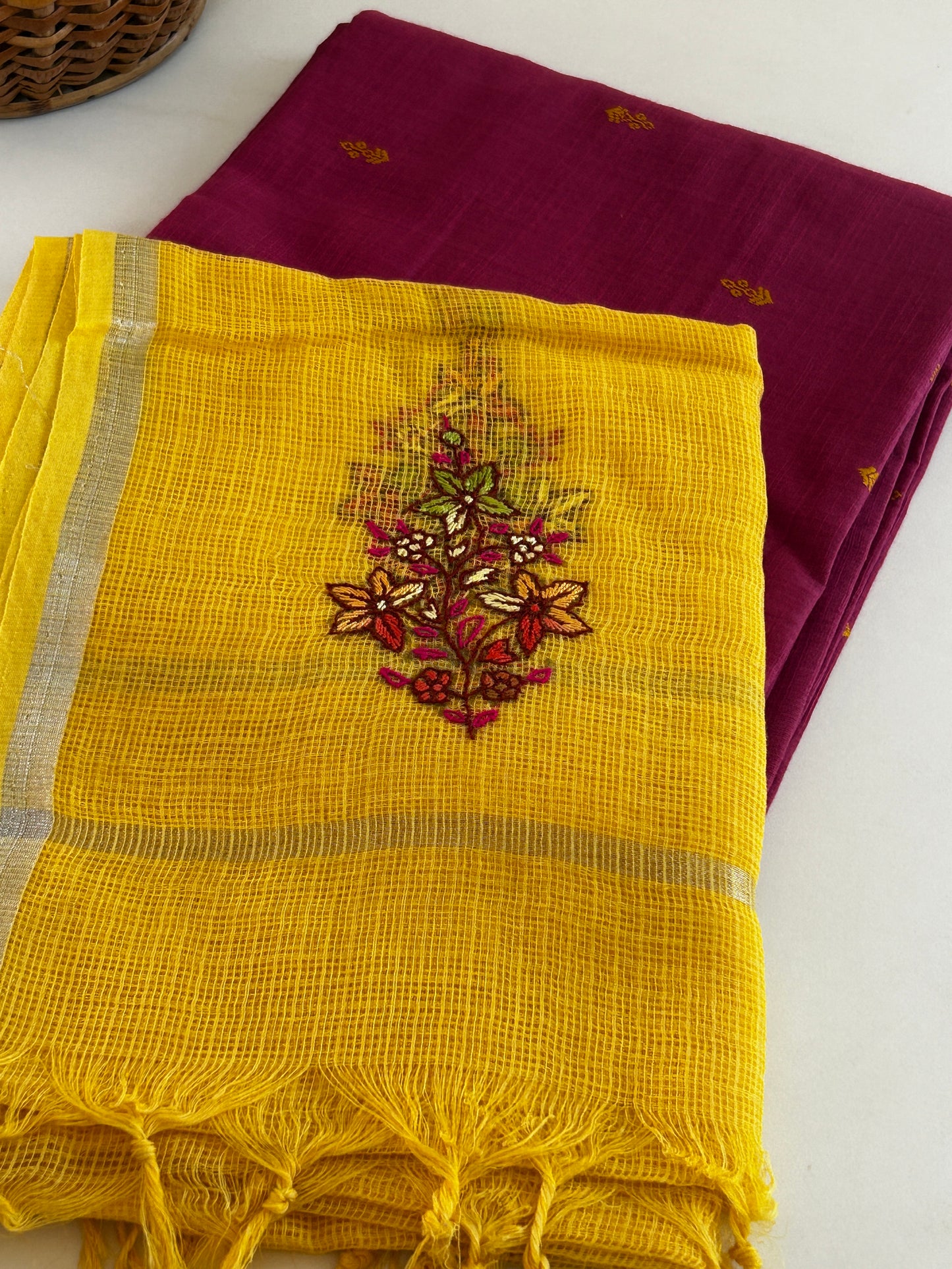 Kashmiri Kota Cotton Dupatta with Jamdhani Kurta Bottom