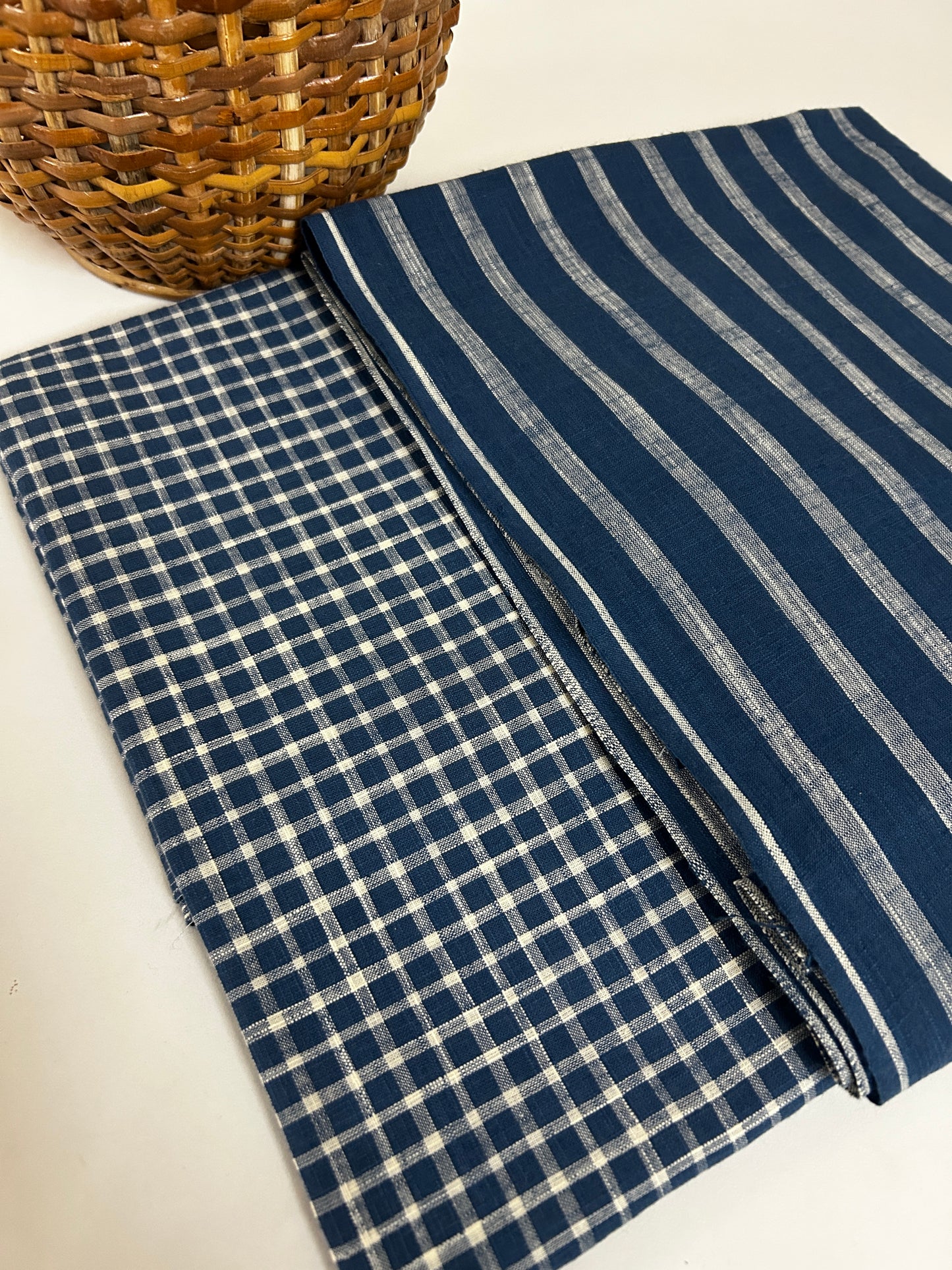 Premium Slub Cotton Checks Kurta with Matching Striped Bottom