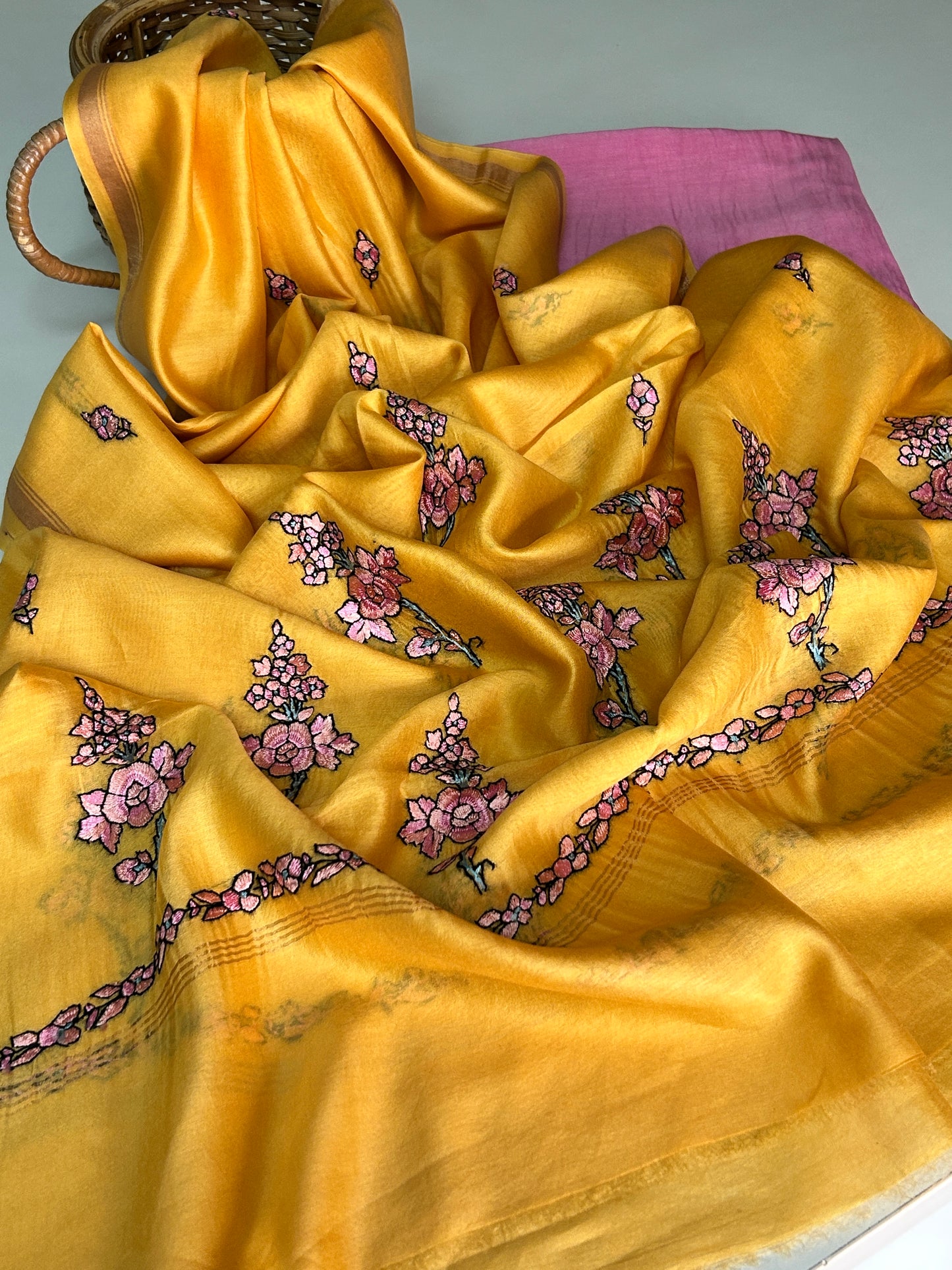 Chanderi Silk Kurta with Kashmiri Work Dupatta
