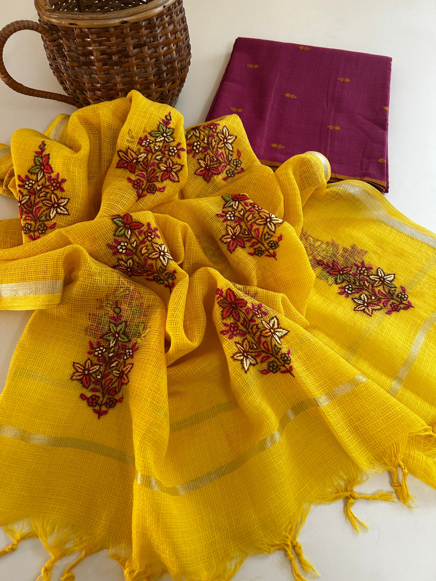 Kashmiri Kota Cotton Dupatta with Jamdhani Kurta Bottom
