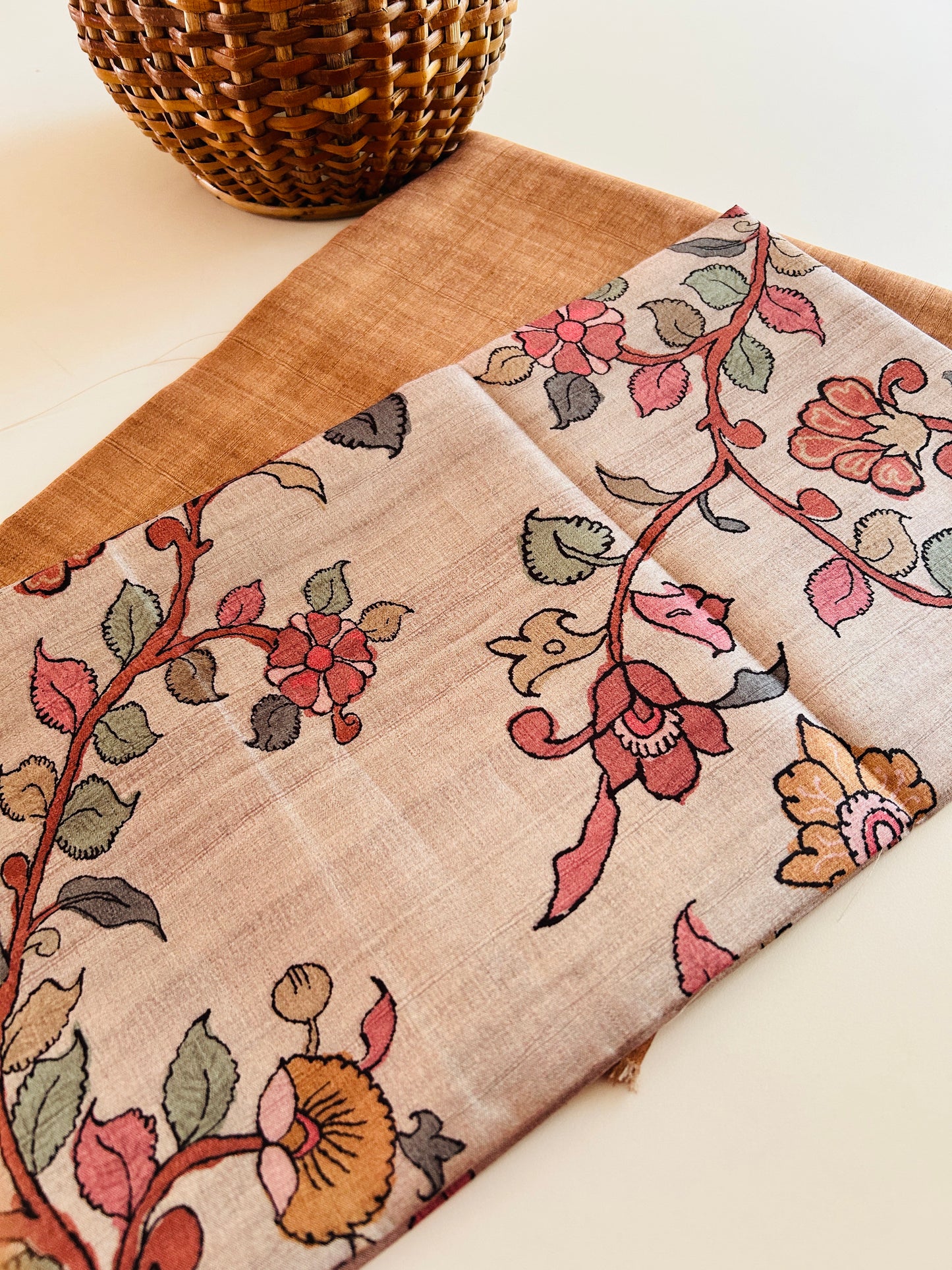 Soft Tussar Blend Handblock Kurta Dupatta Set