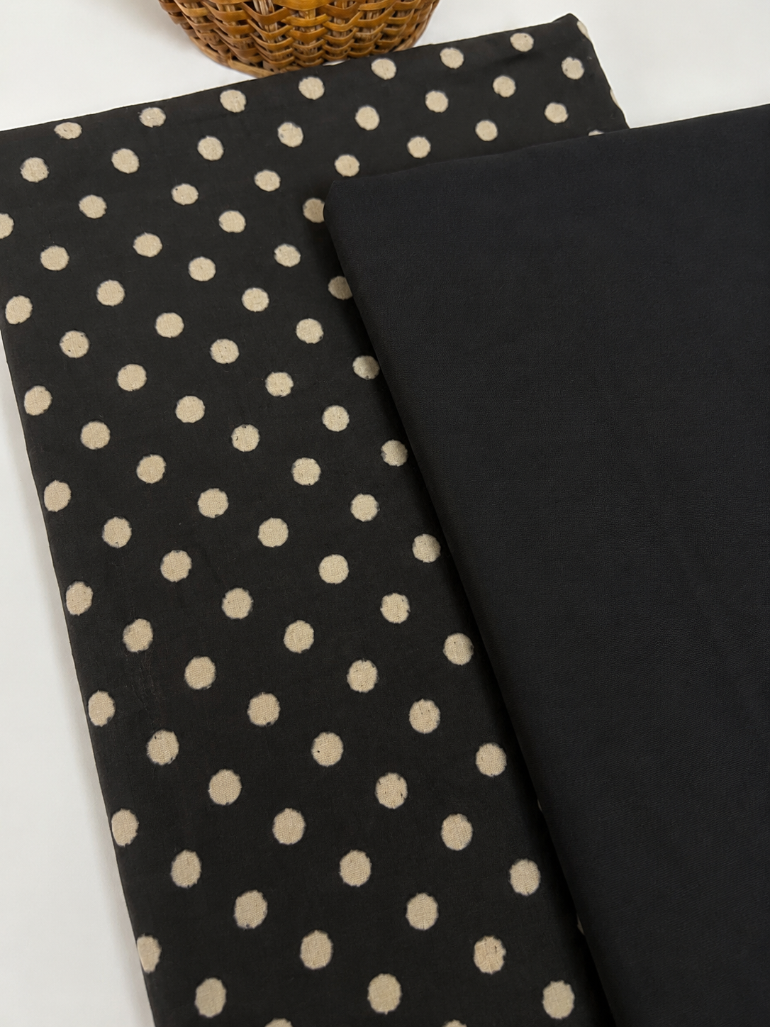 Black Polka Dot Mulmul Cotton Co-ord Set for Women | Office Wear