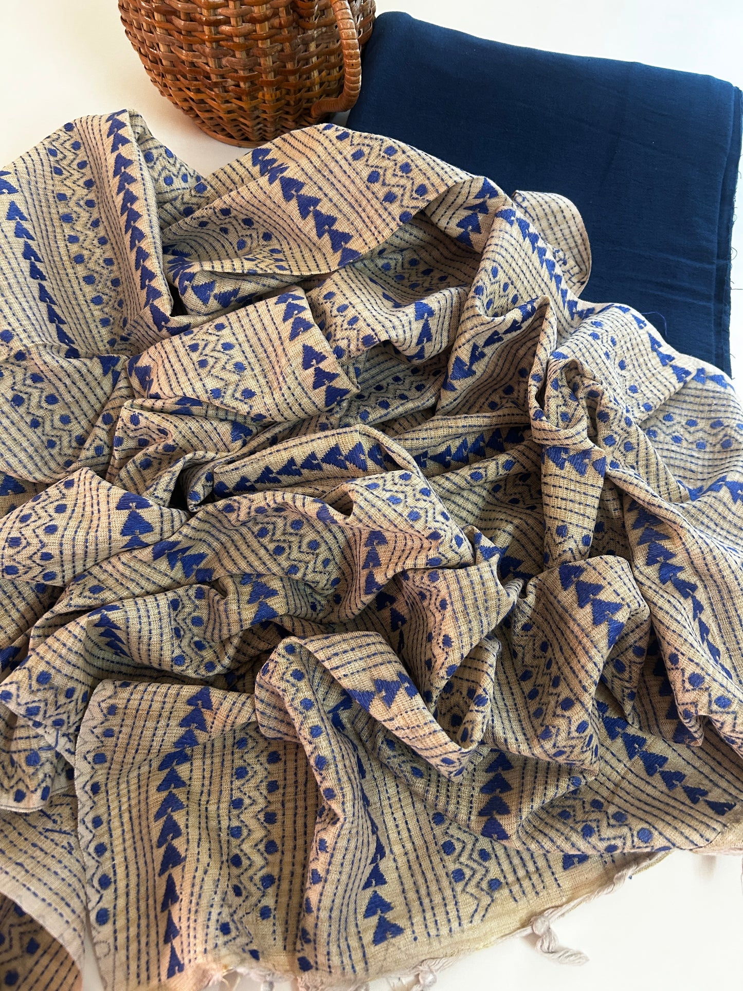 Neelambari Handloom Kala Cotton Suit Set with Khadi Kantha Dupatta