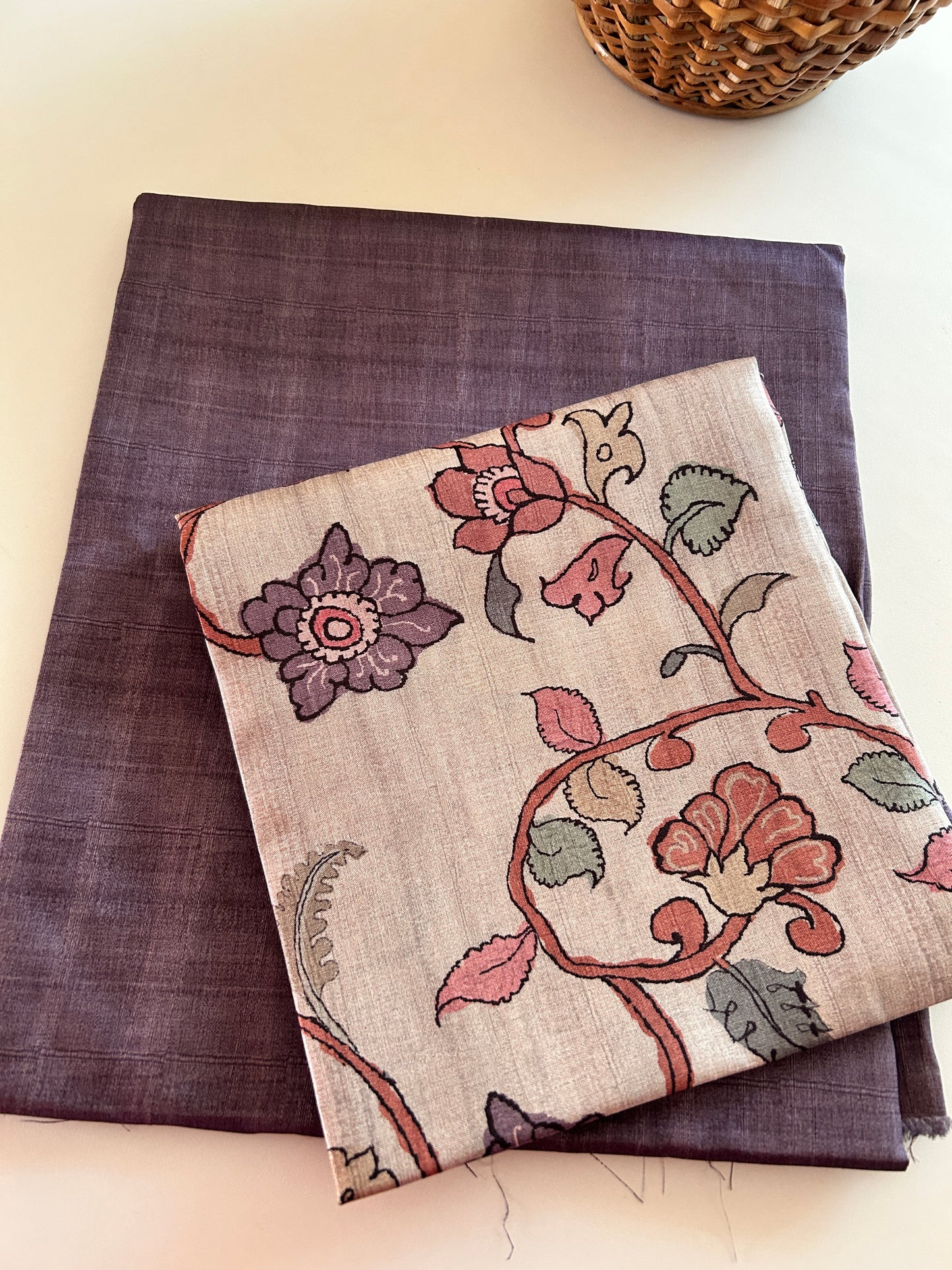 Soft Tussar Blend Handblock Kurta Dupatta Set