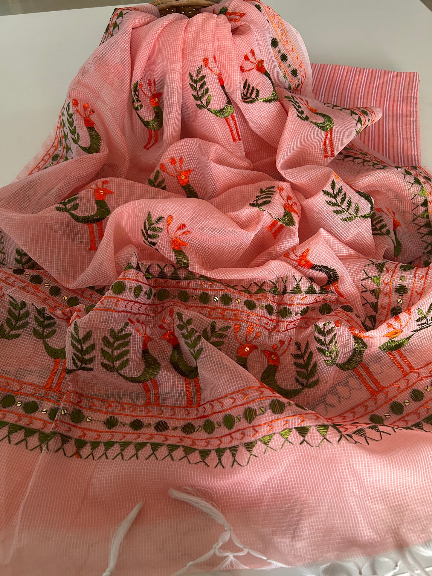 Phulkari Dupatta Cotton Suit Set
