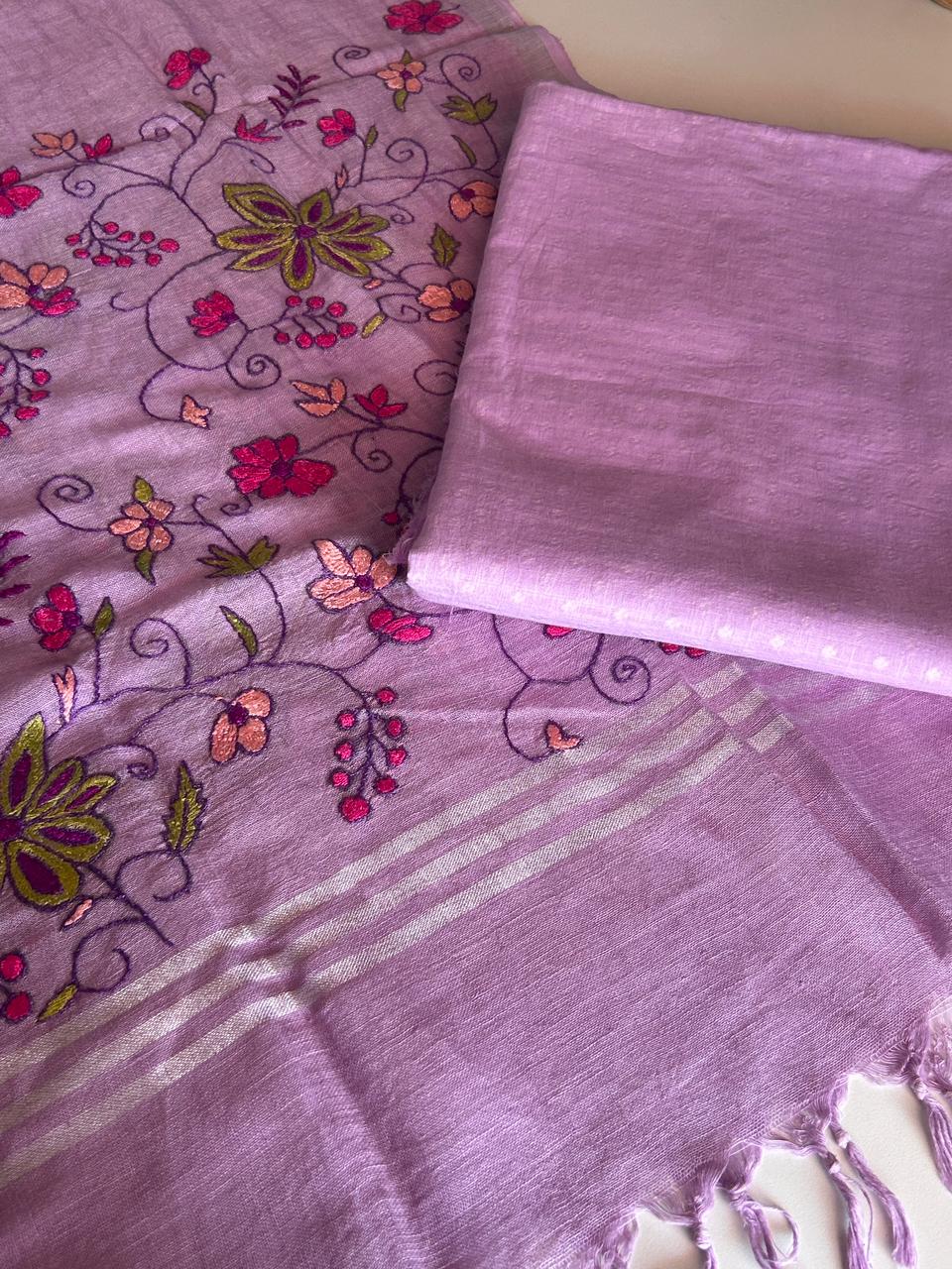 Handloom Kurta Paired with Linen Embroidered Dupatta