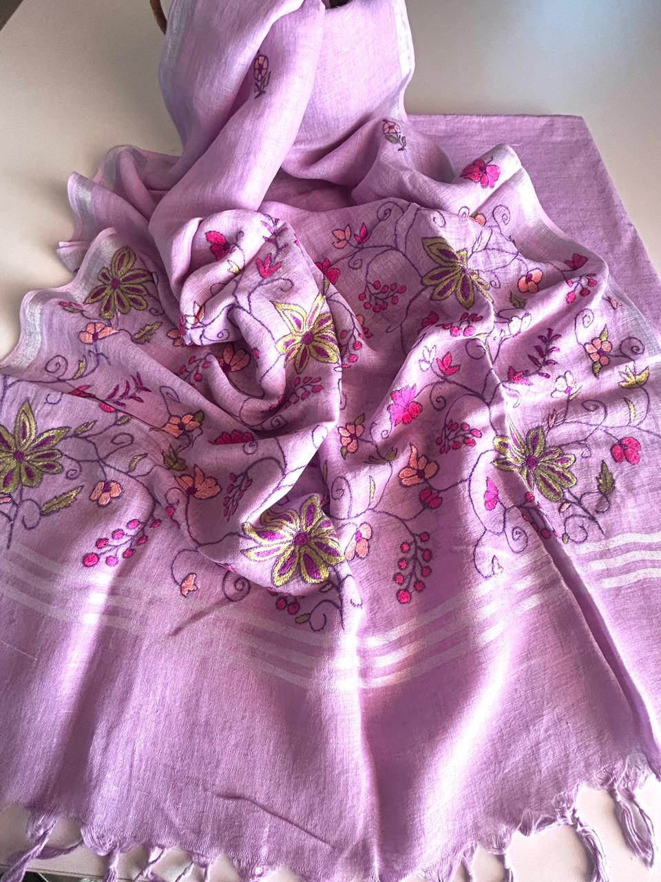 Handloom Kurta Paired with Linen Embroidered Dupatta