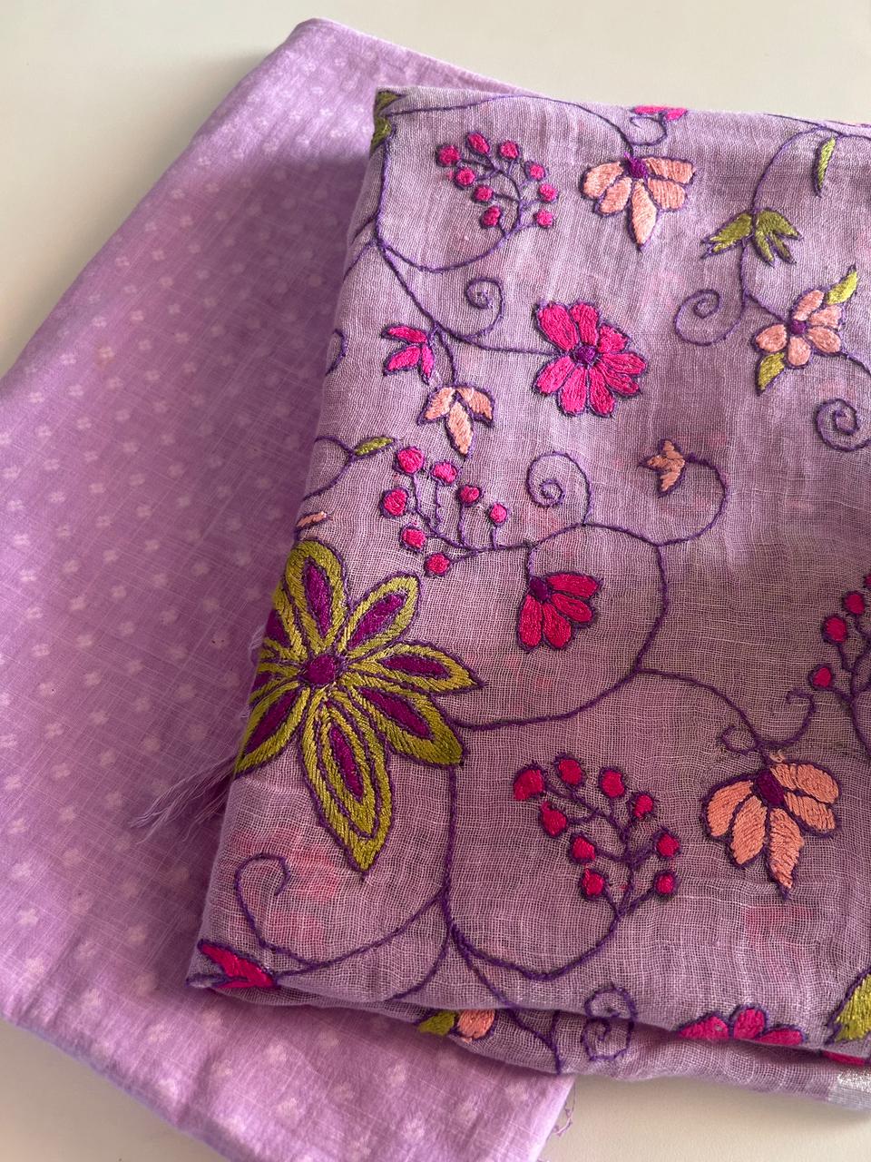 Handloom Kurta Paired with Linen Embroidered Dupatta