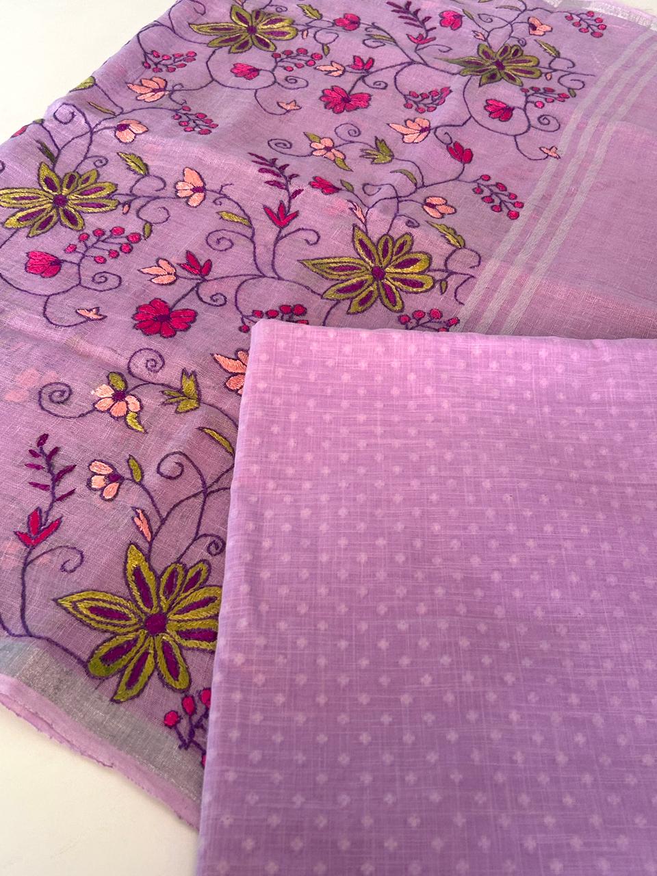 Handloom Kurta Paired with Linen Embroidered Dupatta