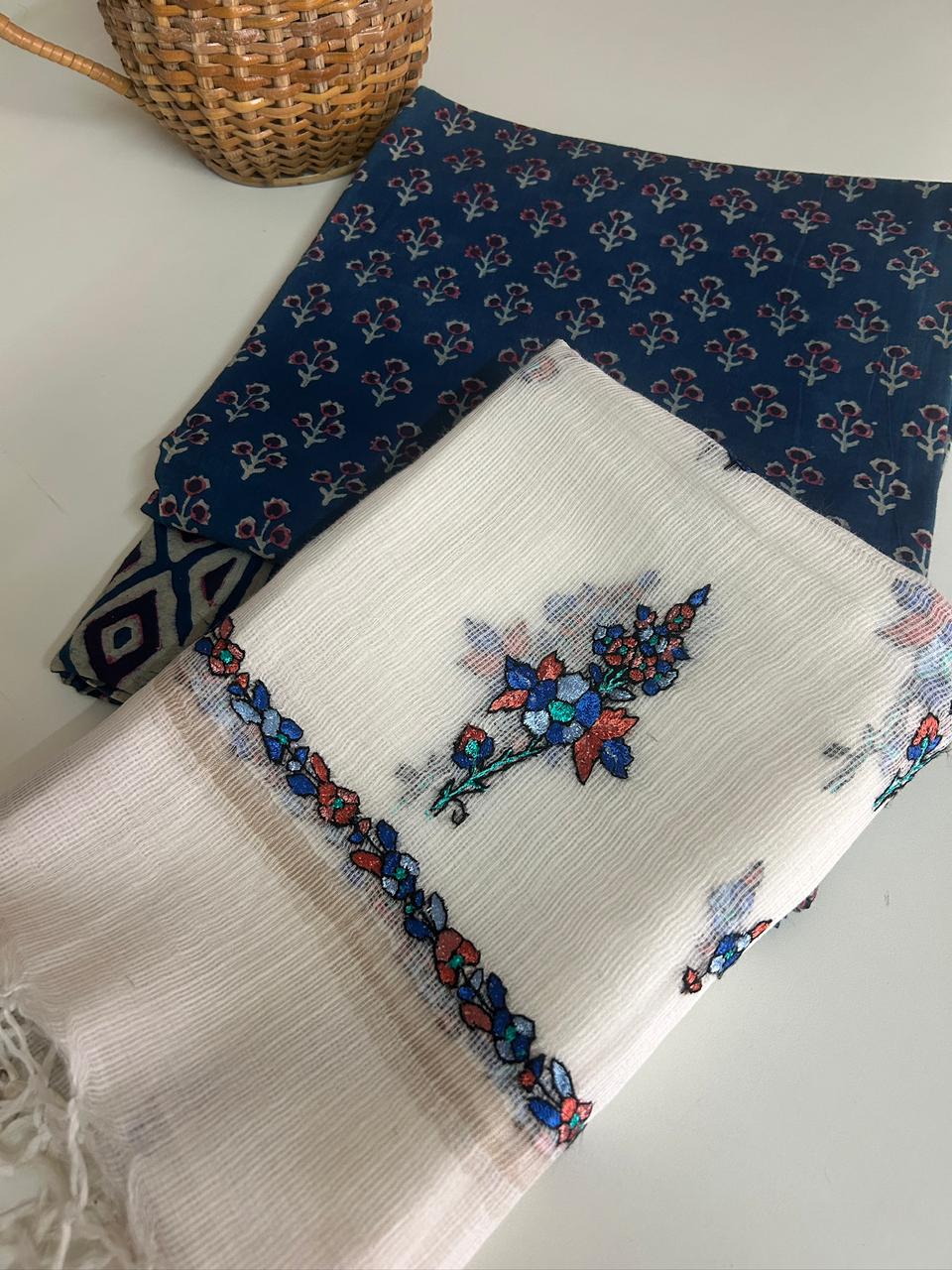 Cotton Set with Kashmiri Embroidered Kota Dupatta