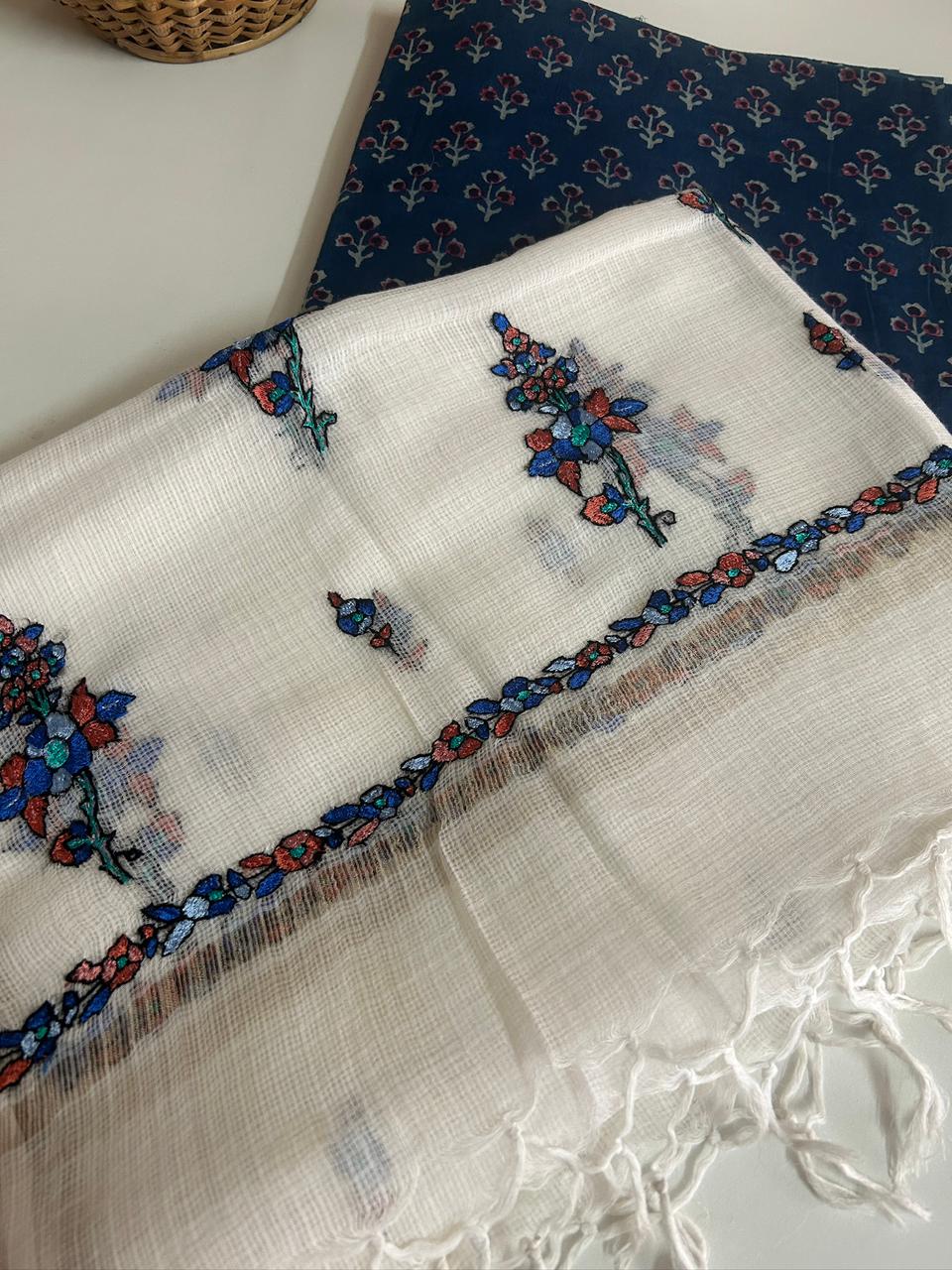 Cotton Set with Kashmiri Embroidered Kota Dupatta