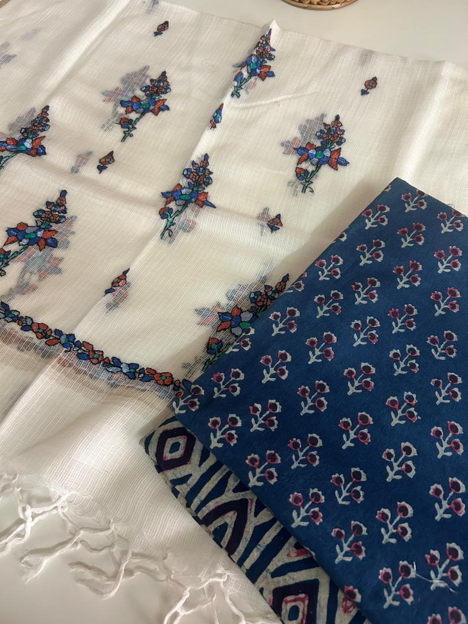 Cotton Set with Kashmiri Embroidered Kota Dupatta