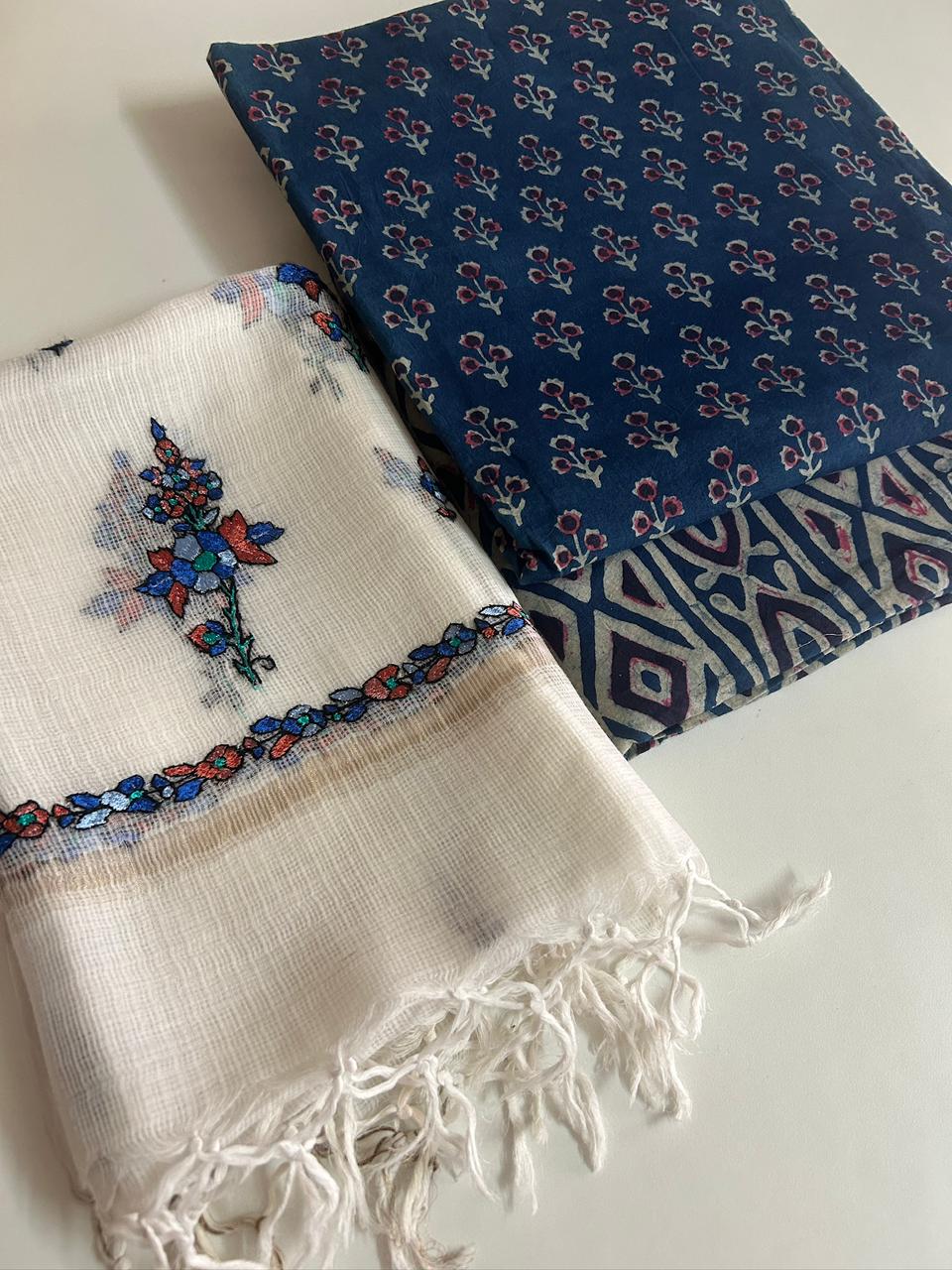 Cotton Set with Kashmiri Embroidered Kota Dupatta