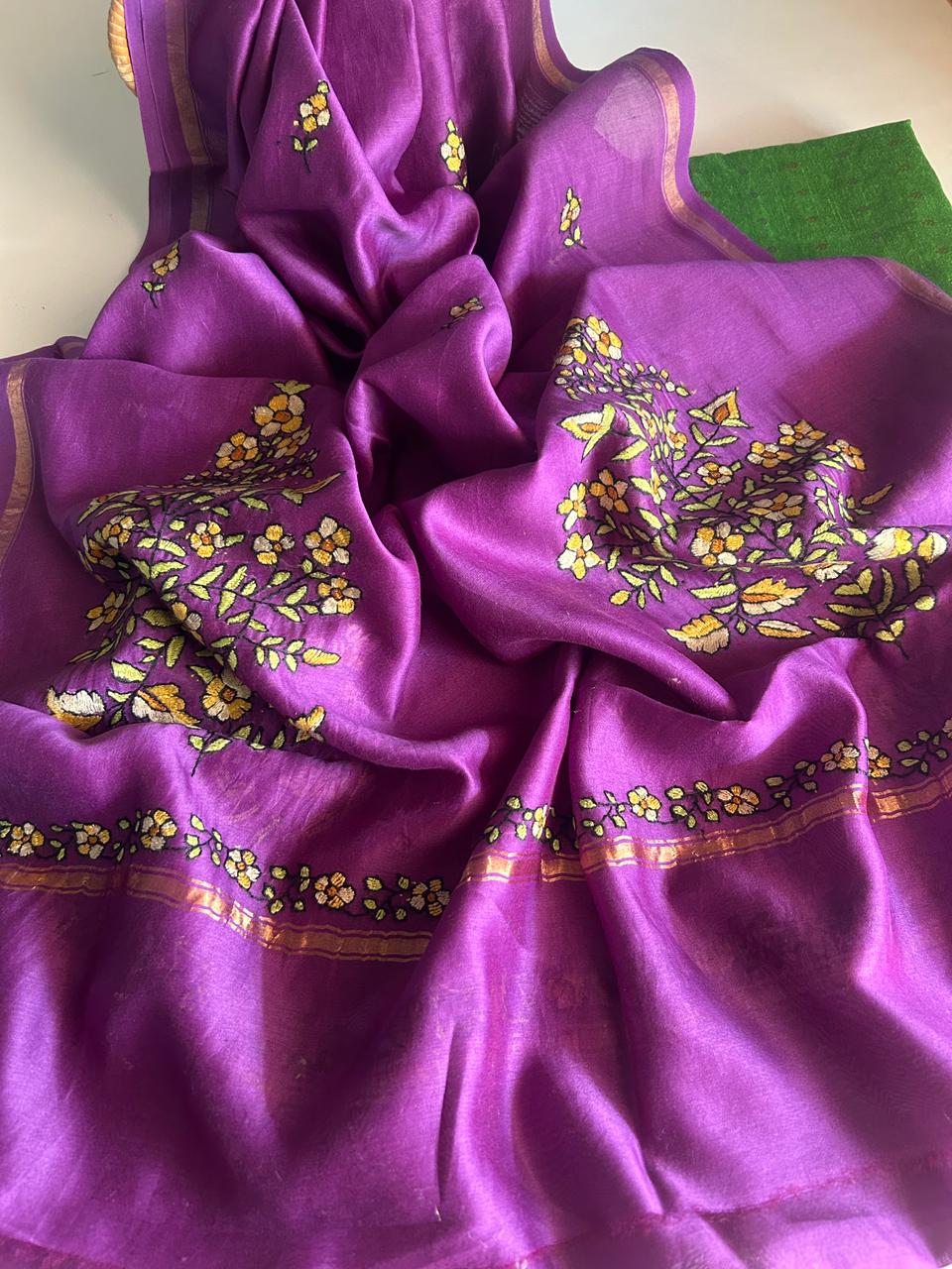 Silk Cotton Set with Pure Chanderi Kashmiri Dupatta