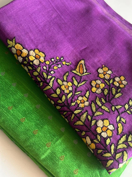 Silk Cotton Set with Pure Chanderi Kashmiri Dupatta