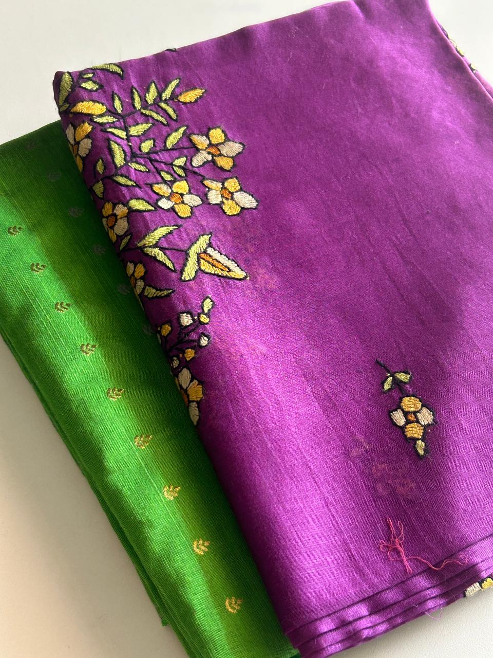 Silk Cotton Set with Pure Chanderi Kashmiri Dupatta