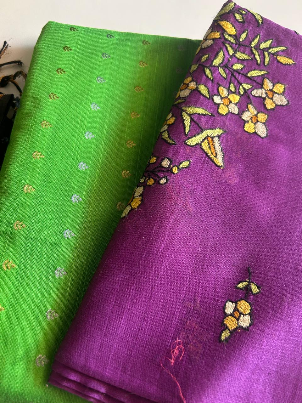 Silk Cotton Set with Pure Chanderi Kashmiri Dupatta