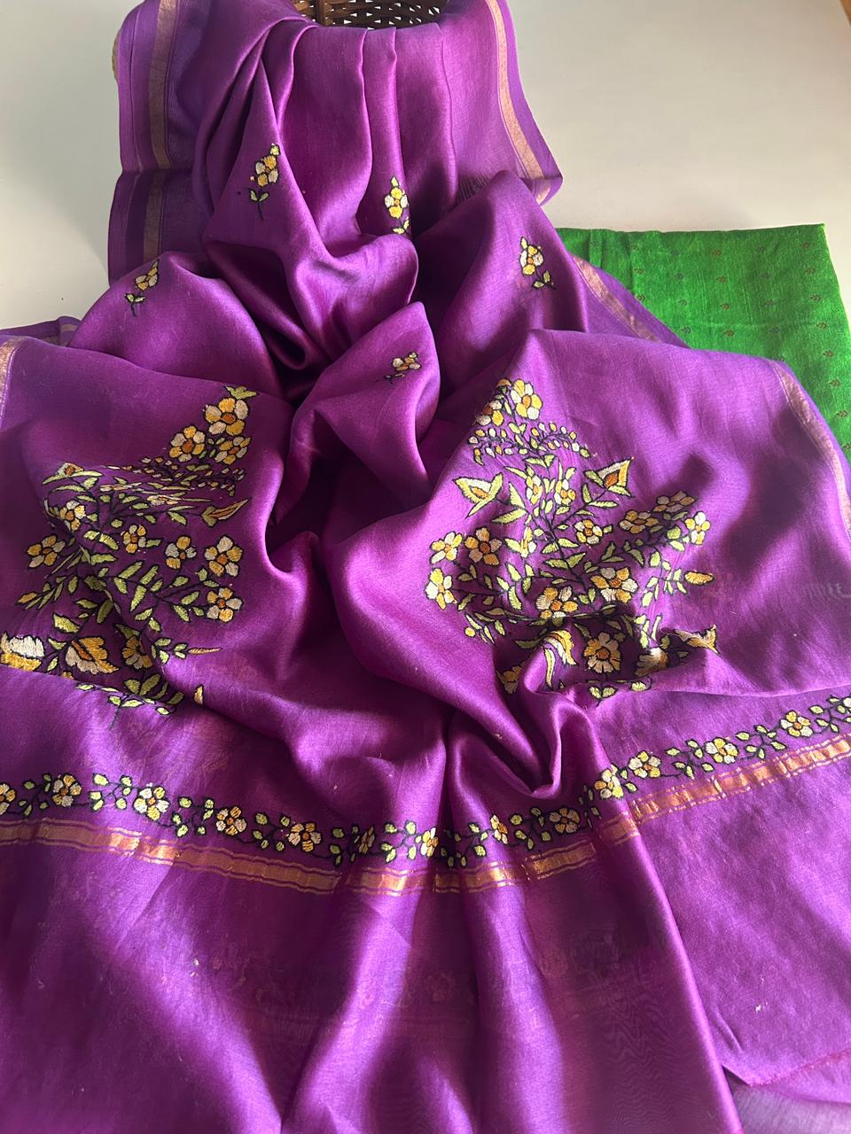 Silk Cotton Set with Pure Chanderi Kashmiri Dupatta