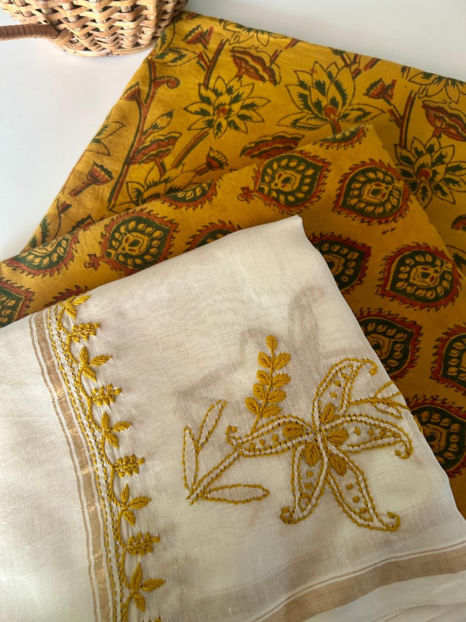 Chikankari Dupatta with Ajrakh Set