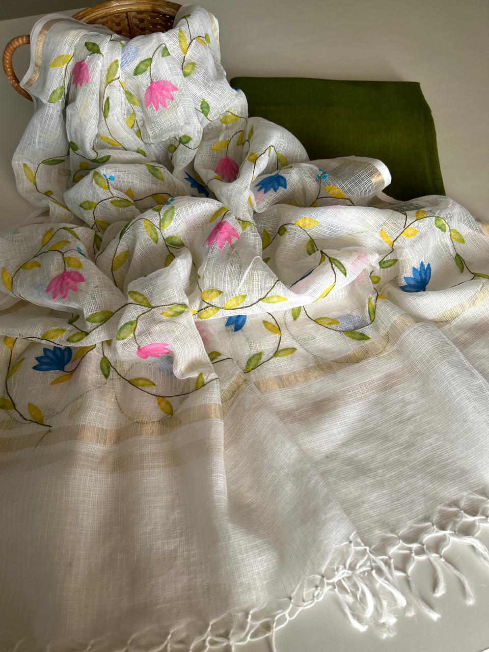 Patti Work Dupatta with Handloom Set