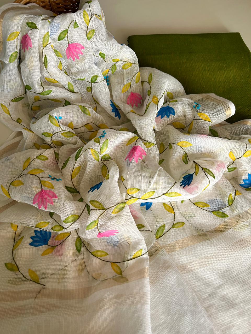 Patti Work Dupatta with Handloom Set