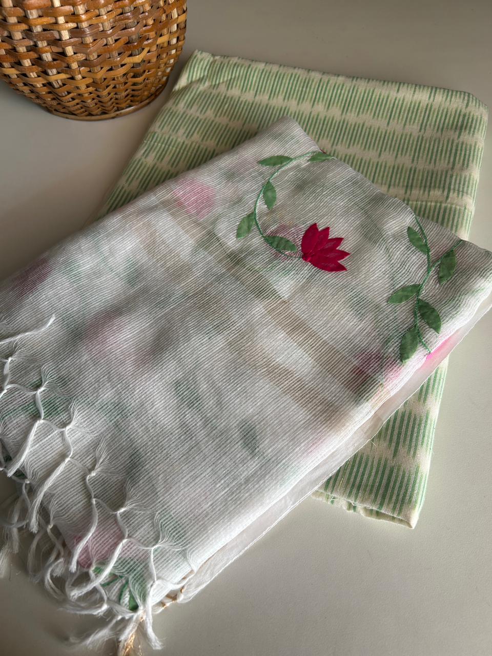 Patti Work Dupatta with IKat kurta