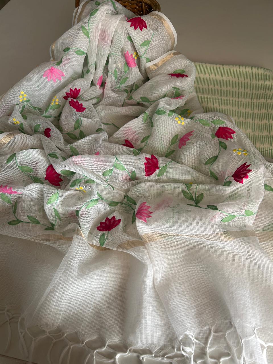 Patti Work Dupatta with IKat kurta