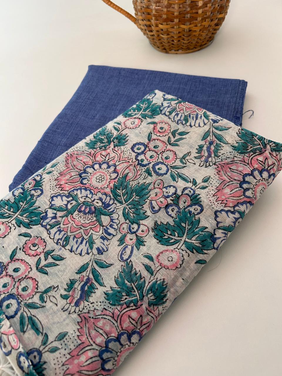 Handloom Cotton Set with linen Chanderi Dupatta