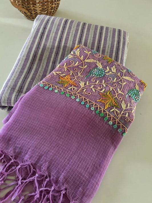 Kashmiri Embroidered Kota Doria Dupatta with Kala Cotton Kurta