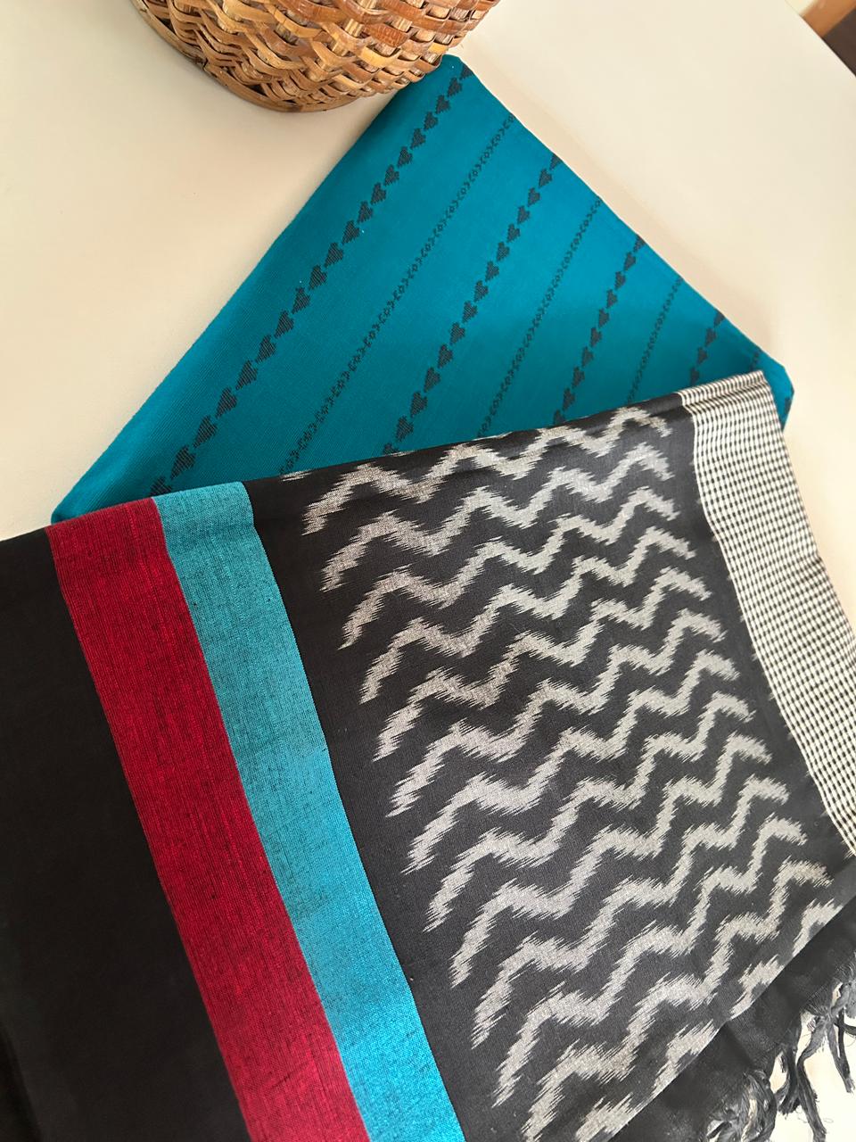 Geometric Ikat Dupatta with Handloom Cotton Kurta