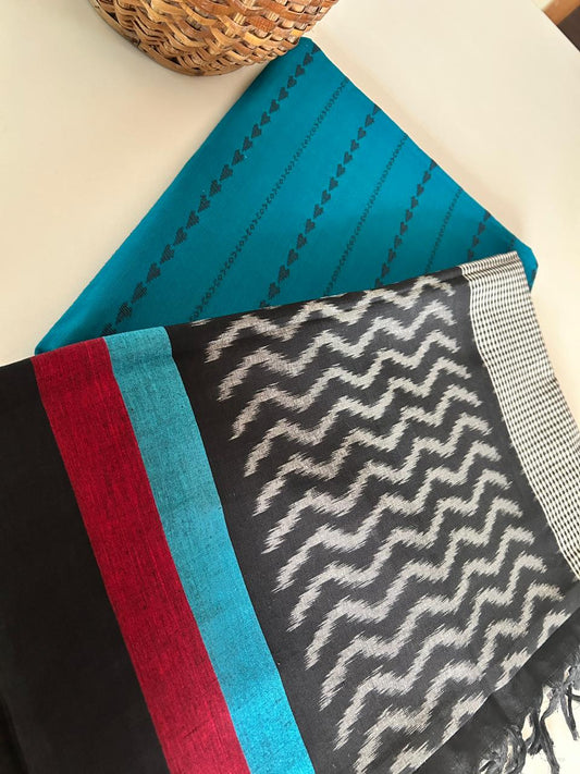 Geometric Ikat Dupatta with Handloom Cotton Kurta