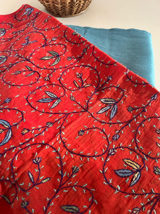 Kashmiri Work Dupatta with Chanderi Silk Kurta Fabric