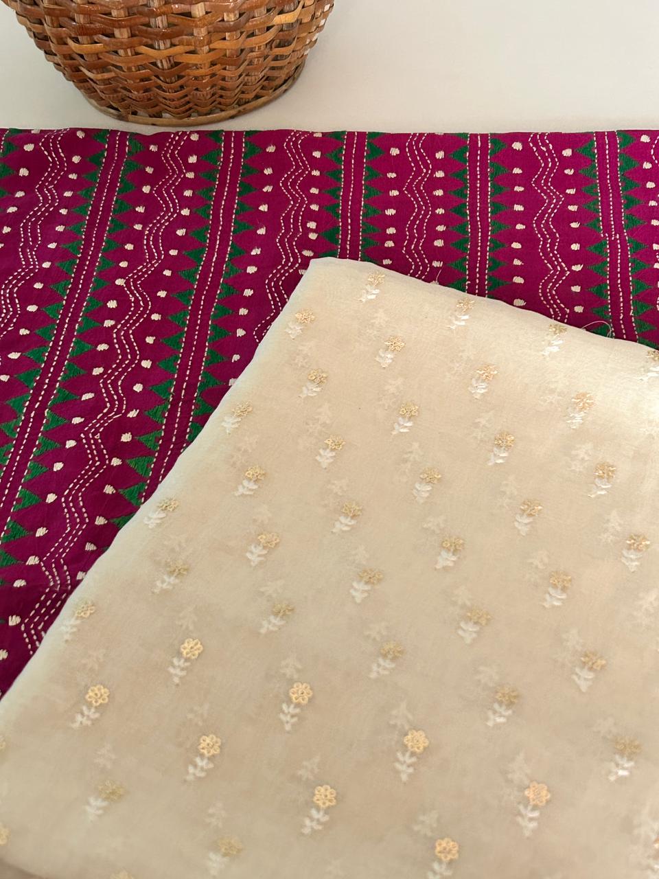 Chanderi Silk Kurta with Pure Silk Kantha Dupatta