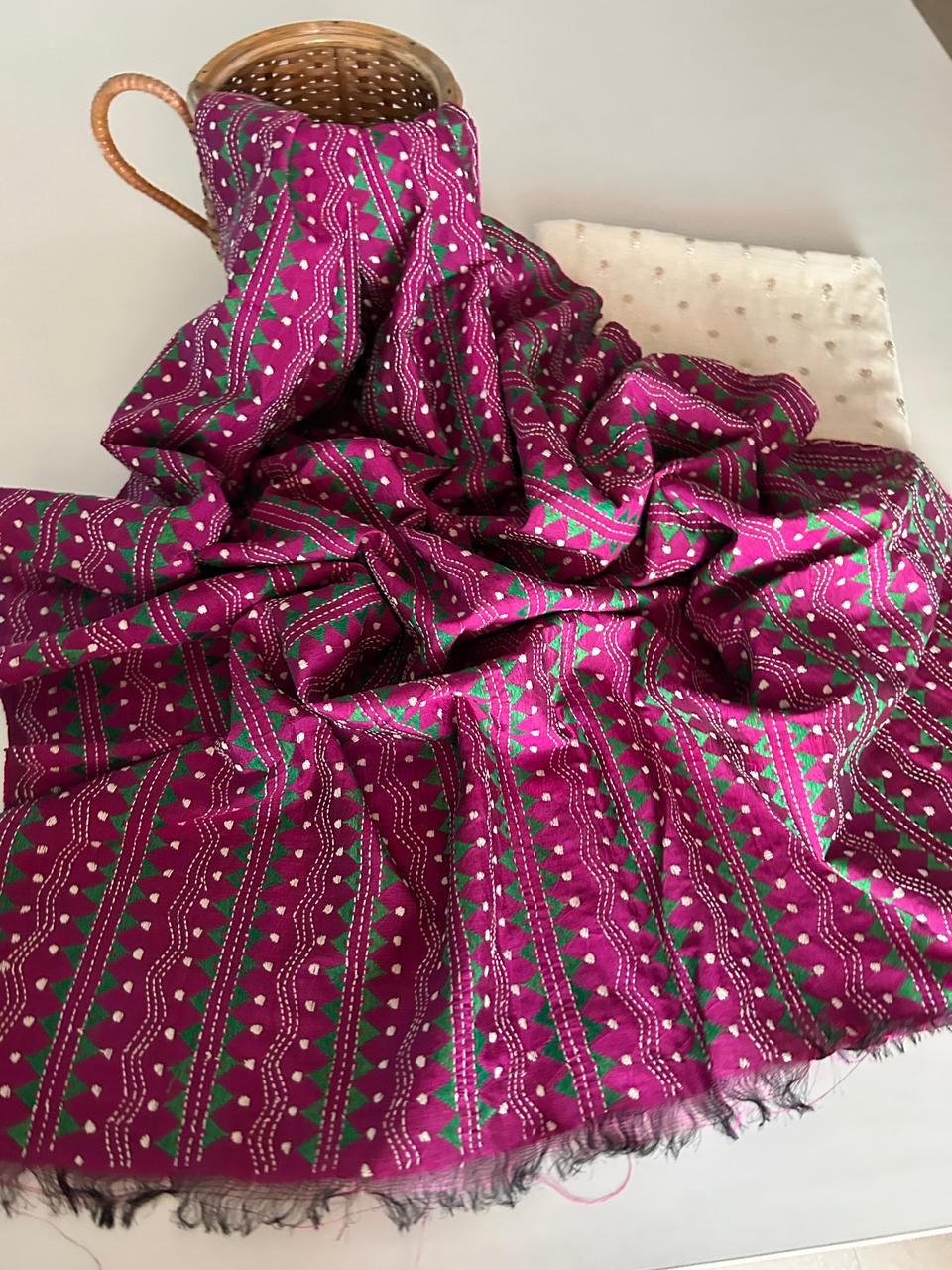 Chanderi Silk Kurta with Pure Silk Kantha Dupatta