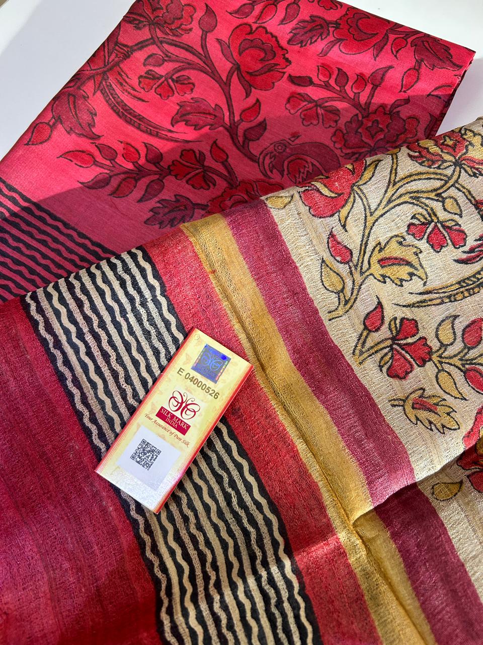 Tussar Silk Kurta with Handblock Tussar Dupatta