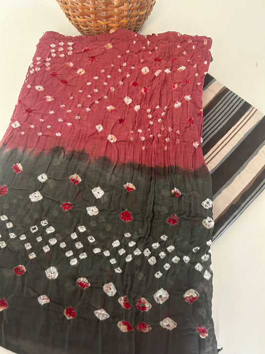 Handblock Cotton Set with Bandhini Dupatta