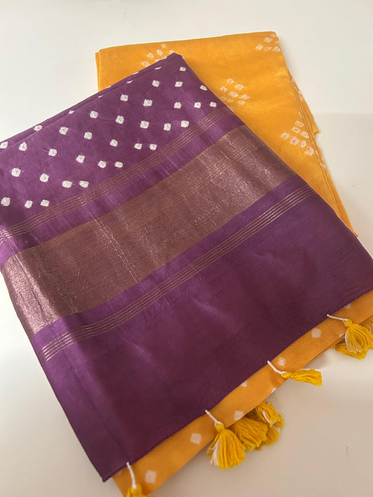 Handcrafted Bandhini Pure Chanderi Silk Kurta & Dupatta | The Indian Looms