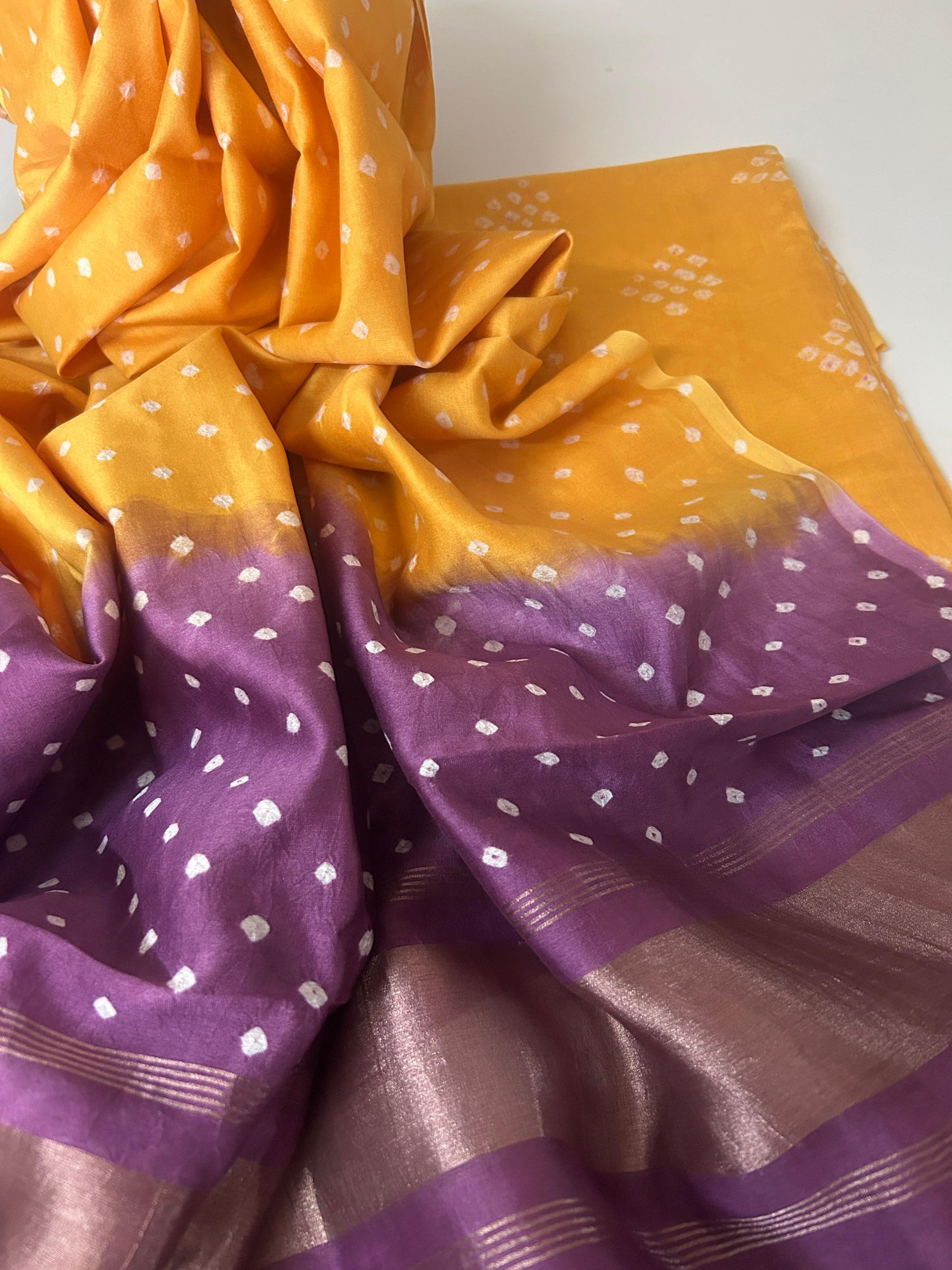 Handcrafted Bandhini Pure Chanderi Silk Kurta & Dupatta | The Indian Looms